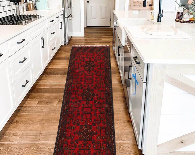 Hand-knotted Red Khal Mohammadi Runner, 1.64 X 4.92ft