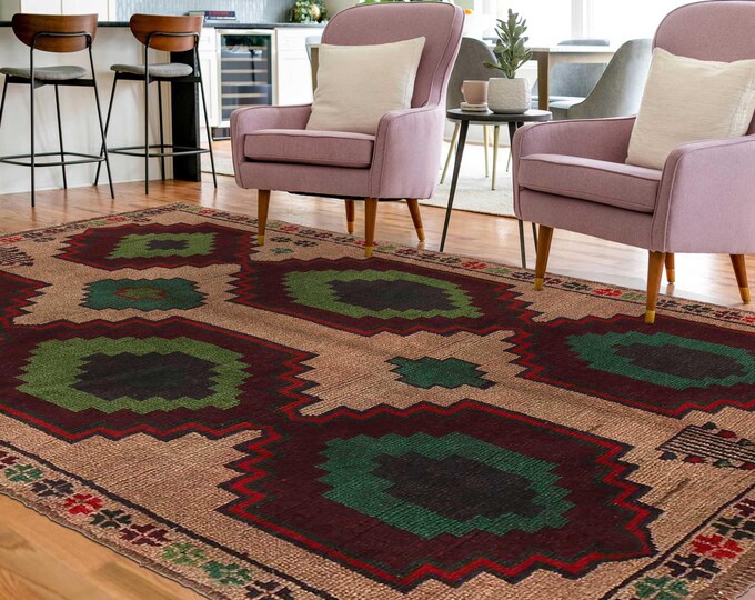 Hand-knotted Beige Baluchi , 3.93 x 6.56 ft