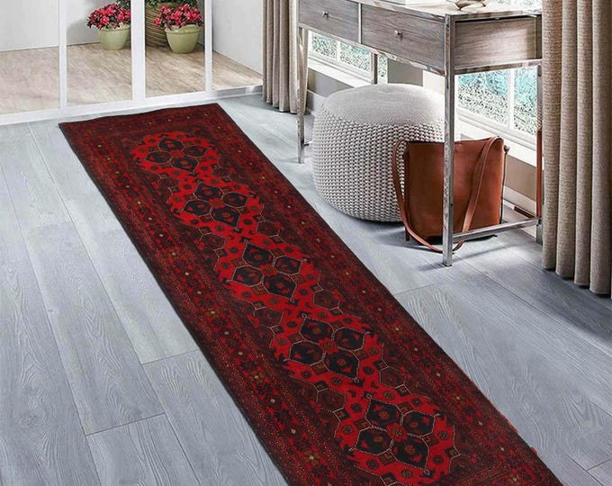 Hand-knotted Red Khal Mohammadi Runner, 2.62 X 9.84 ft