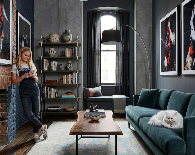 6.1 X 8.10 ft Blue and Beige Floral Handmade ,Oshak Wool