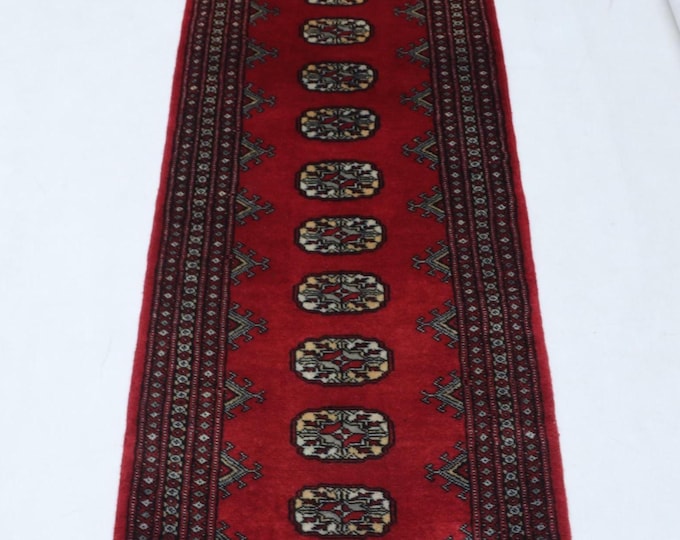 2.0 X 5.11 ft Brown Geomatrical Runner Handmade, Mori Bokhara Cotton and Wool