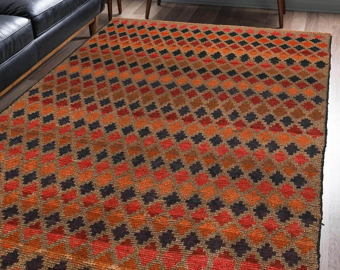Hand-knotted Baluchi Brown and Rainbow, 3.93 x 6.56 ft