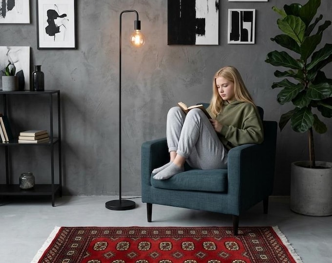 3.0 X 4.9 ft Red Geomatrical Handmade Runner, Mori Bokhara Cotton and Wool