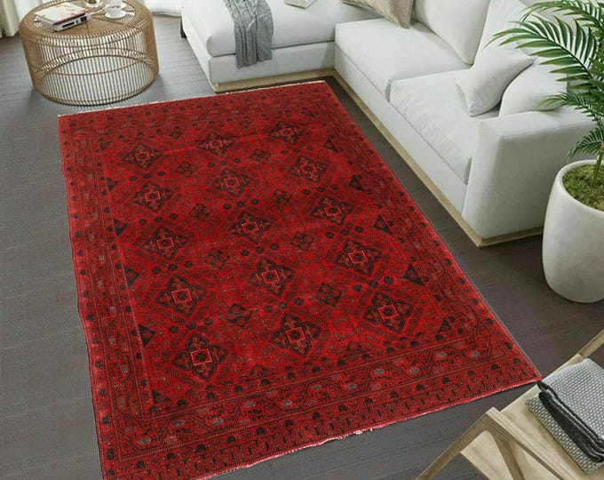 Hand-knotted Red Khal Mohammadi, 5.57 X 7.87 ft