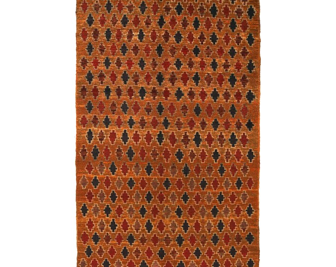 Hand-knotted Baluchi Brown and Rainbow, 3.93 x 6.56 ft