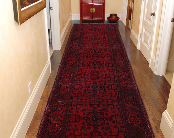 Hand-knotted Red Khal Mohammadi Runner, 2.62 X 9.84 ft
