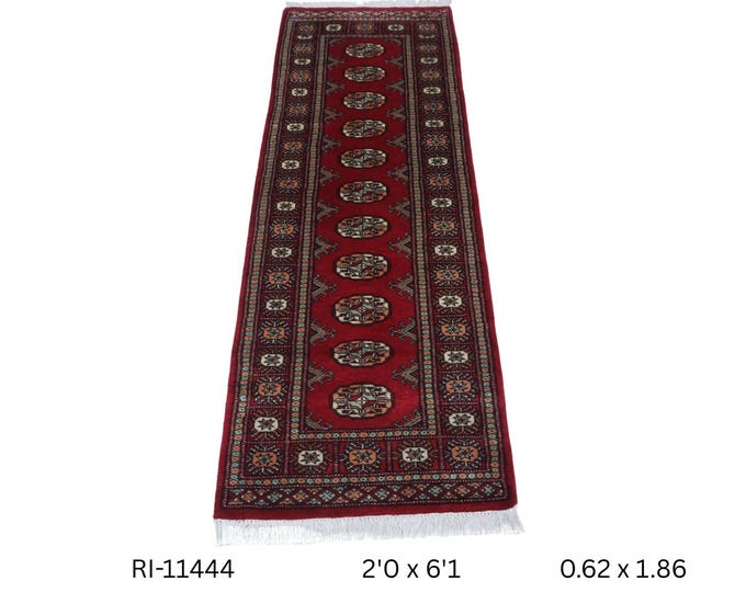 Hand-knotted Red Mori Bokhara Cotton and Wool ,2.0 x 6.1 ft