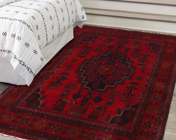 Hand-knotted Red Khal Mohammadi, 3.28 x 4.92ft