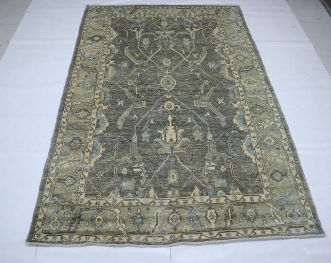 6x9 Gray Oushak Rug – Hand Knotted Turkish Wool Area Rug