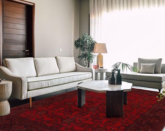 Hand-knotted Red Khal Mohammadi, 5.57 X 7.87 ft