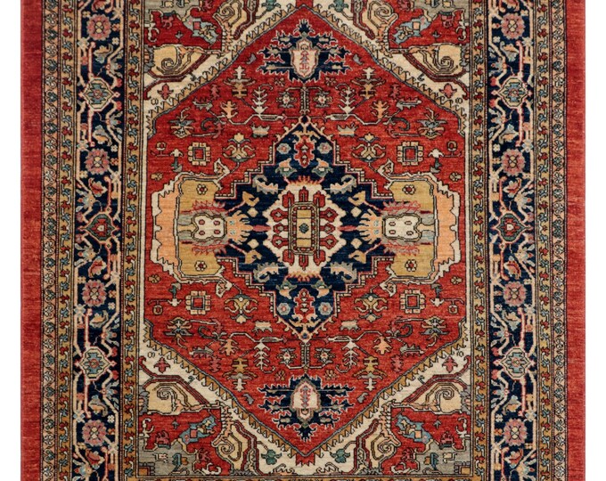 8.1 X 9.8 ft Blue and Copper Floral Handmade ,Oshak Wool