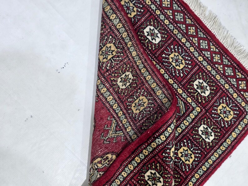 2 X 3 Ft Red Geometrical Handmade, Mori Bokhara Cotton and Wool - Etsy UK