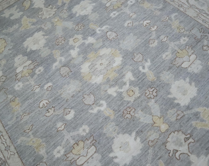 8x10 Gray Oushak Rug – Handmade Turkish Wool Area Rug