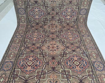 6 X 9 ft Handmade Geometrical Super Kazak Square Rug, Brown, Cotton and Wool