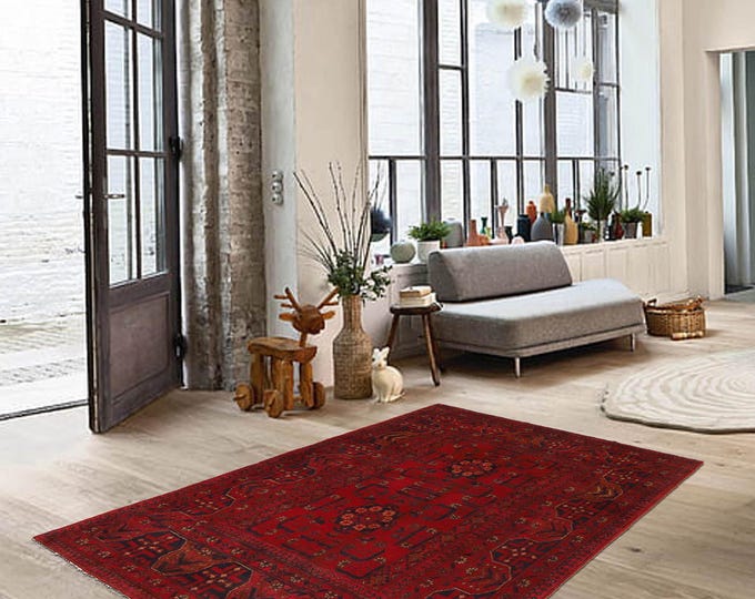 Hand-knotted Red Khal Mohammadi, 3.28 x 4.92ft