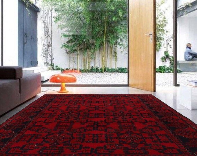 Hand-knotted Red Khal Mohammadi ,4.26 x 6.23 ft