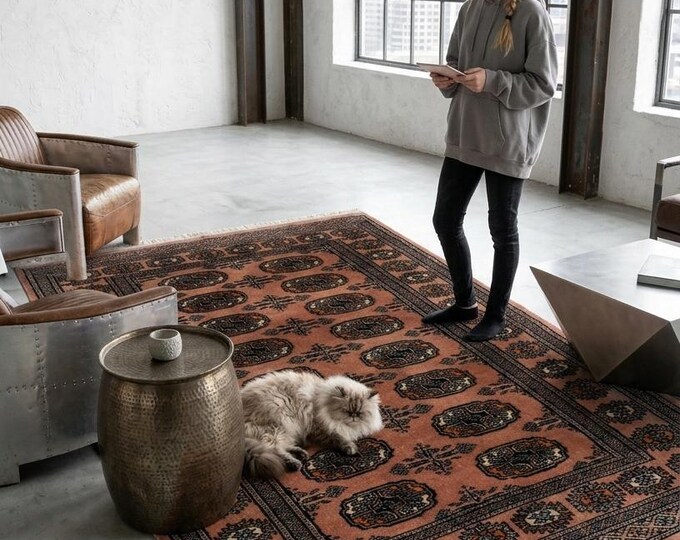 3.0 X 5.0 ft Bronze Geomatrical Handmade Runner, Mori Bokhara Cotton and Wool