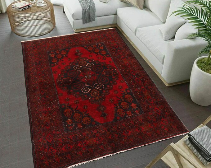 Hand-knotted Red Khal Mohammadi, 4.92 x 6.56 ft