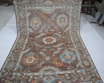 6x9 Brown Oushak Rug – Hand-Knotted Turkish Wool Area Rug
