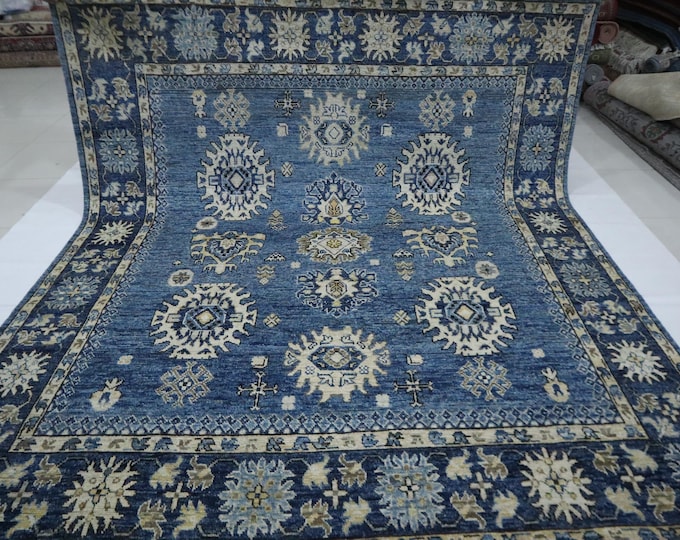8x10 Blue Oushak Rug – Handmade Turkish Wool Area Rug