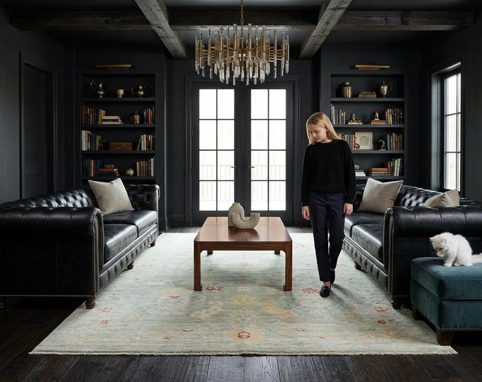 5.10 X 8.11 ft Beige Floral Handmade ,Oshak Wool