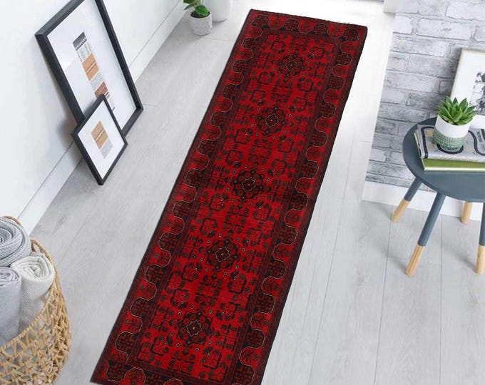 Hand-knotted Red Khal Mohammadi Runner, 2.62 X 9.84 ft