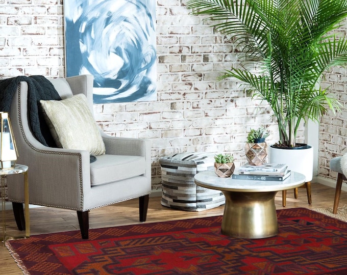 Hand-knotted Baluchi in Brown and Orange 2.95 x 4.59 ft