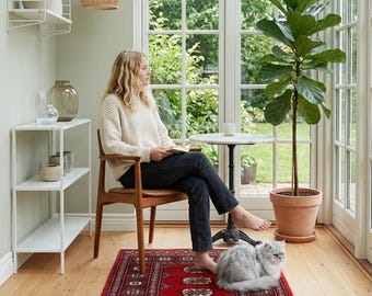 2.7 X 4.2 ft Red Geomatrical Handmade ,Mori Bokhara Cotton and Wool