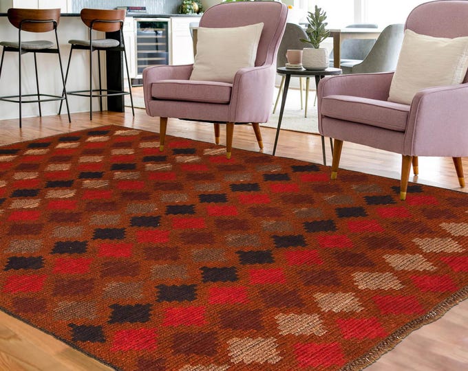 Hand-knotted Baluchi Brown and Rainbow, 3.93 x 6.56 ft