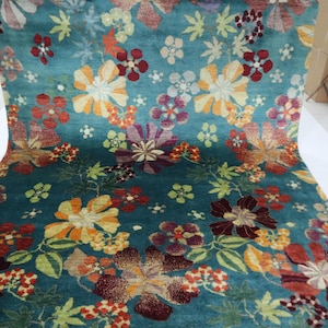 8x10 Modern Area Rug - Zinc Blue Afghan Hand Knotted Floral Silk Touch Wool Rug - Contemporary Rug - 3D Design Rug - Bedroom Rug - Foyer Rug