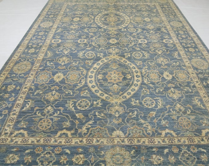 Handmade Wool Mamluk Rug – 5.9 x 8.7 ft, Gray Turkish Oriental Rug