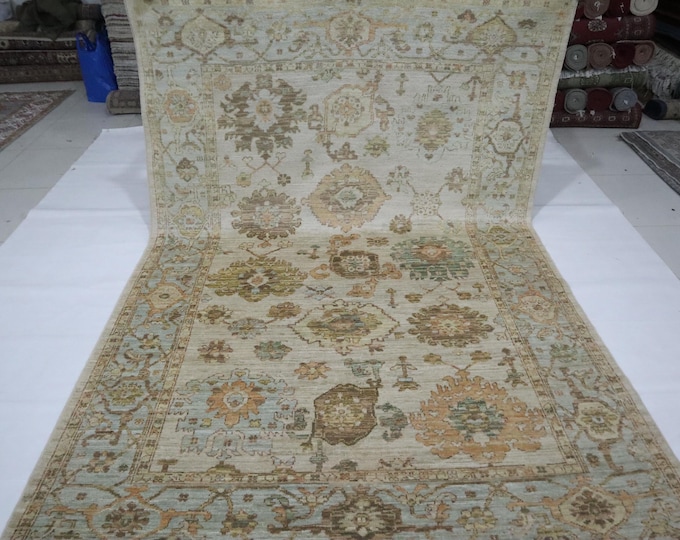 6x9 Oushak Rug – Soft Brown, Hand-Knotted Turkish Wool