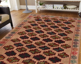 Hand-knotted Beige Baluchi , 3.93 x 6.56 ft