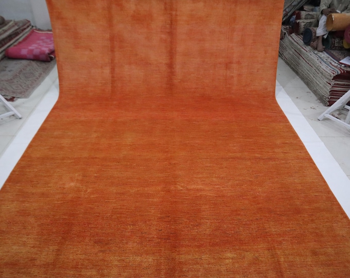 9x12 Orange Gabbeh Rug - Afghan Handmade Wool Lori Baft Rug