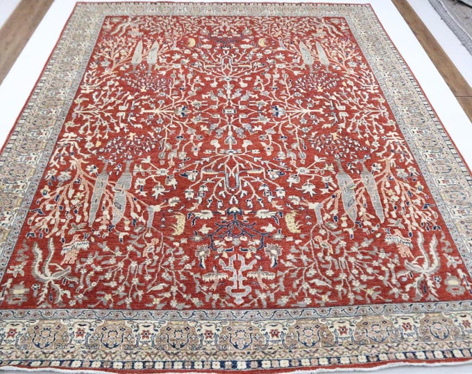9x12 Red Sultanabad Rug – Handmade Afghan Wool Floral Rug