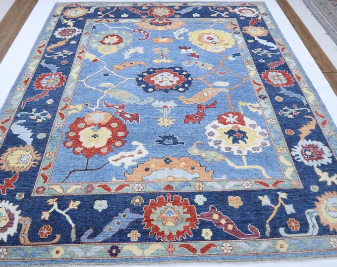 9x12 Light Blue Oushak Rug – Handmade Turkish Wool Area Rug