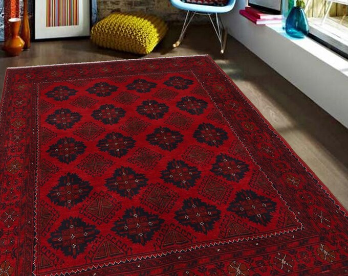 Hand-knotted Red Khal Mohammadi, 4.92 x 6.56 ft