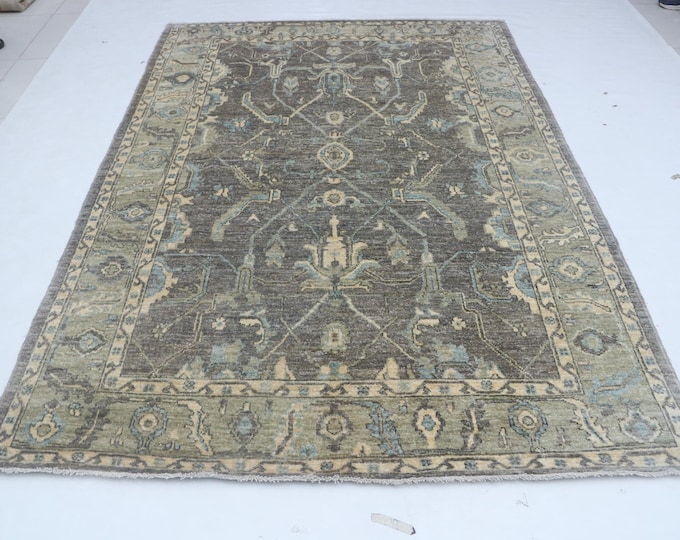 6.0 X 8.10 ft Gray Floral Handmade ,Oshak Wool