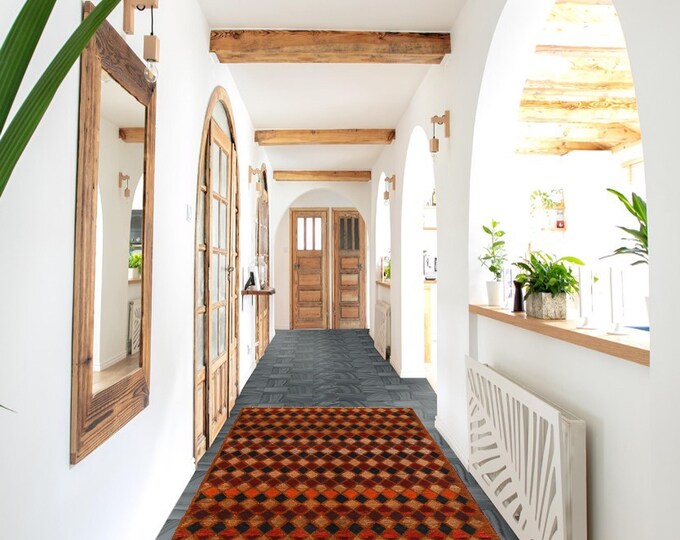 Hand-knotted Baluchi Brown and Rainbow, 3.93 x 6.56 ft