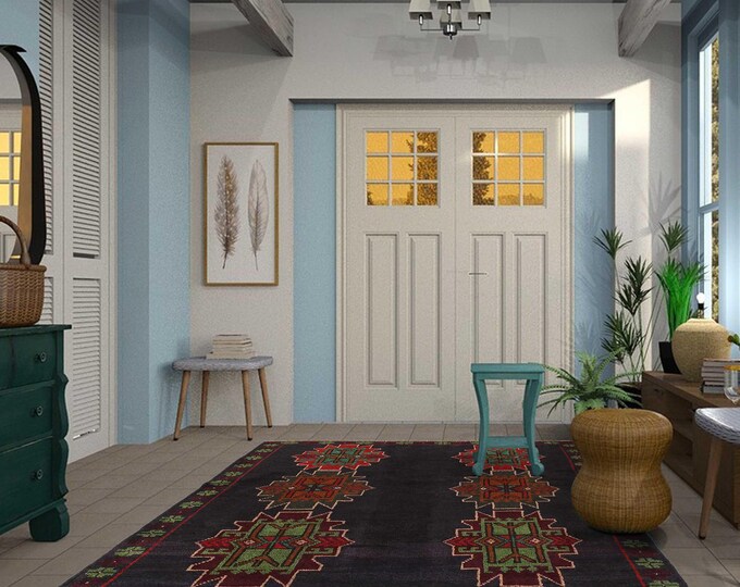 Hand-knotted Blue Baluchi, 3.93 x 6.56 ft