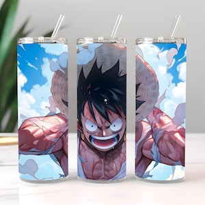 Luffy Gear 5 Tumbler: One Piece Anime 20oz Skinny Cup