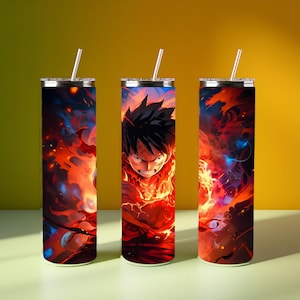 Luffy Fire Mode Tumbler: One Piece Anime Fan Gift