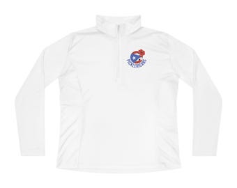 Women's Pickleball Quarter Zip Pullover, Puerto Rico Flag Ball Design