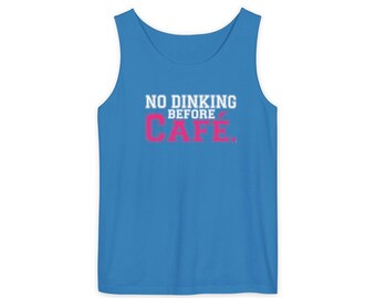 Pickleball Tank Top, No Dinking Before Café Funny Puerto Rico Shirt, Blue