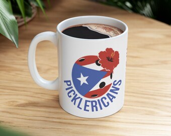 Puerto Rico Pickleball Mug, Boricua Pride Ceramic Cup (11oz)