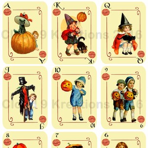 Halloween Kids Playing Cards,Digital Cards, Halloween Cards, Halloween Stickers, Kids Stickers, Printable Cards, Digital Download