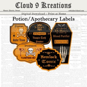 Halloween Potion Labels, Apothecary Labels, Halloween Potion Bottle Labels, Halloween Apothecary Labels, Potion Labels