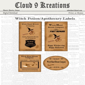 Halloween Witch Potion Bottle Labels, Witch Potion Bottle Labels, Witch Apothecary Labels, Halloween Witch Apothecary Labels