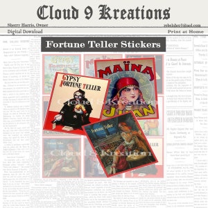 Halloween Fortune Teller Stickers, Fortune Teller Labels, Digital Fortune Teller Labels, Halloween Labels, Fortune Teller Stickers,