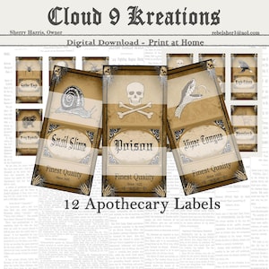 Halloween Apothecary Labels, Apothecary Labels, Potion Labels, Halloween Apothecary Labels, Halloween Potion Labels, Vintage Potion Labels